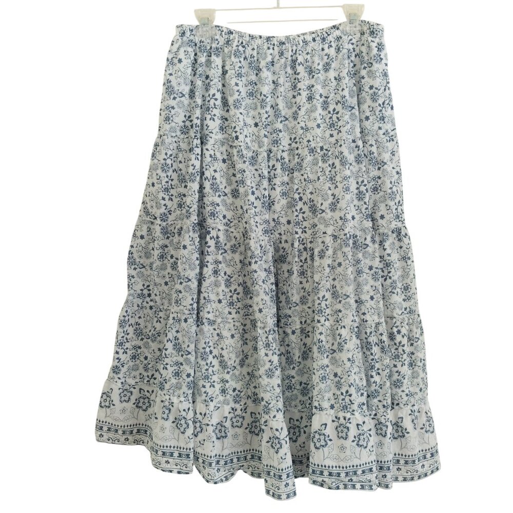 Ellos Plus Size Cotton Floral Long Skirt New Without Tags Size 14W Elastic Waist